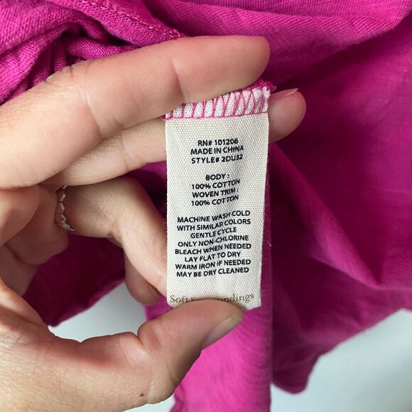 Soft Surroundings Tunic Pamplona 100% Cotton Heather Fuchsia Pink Size XS - Picture 7 of 9